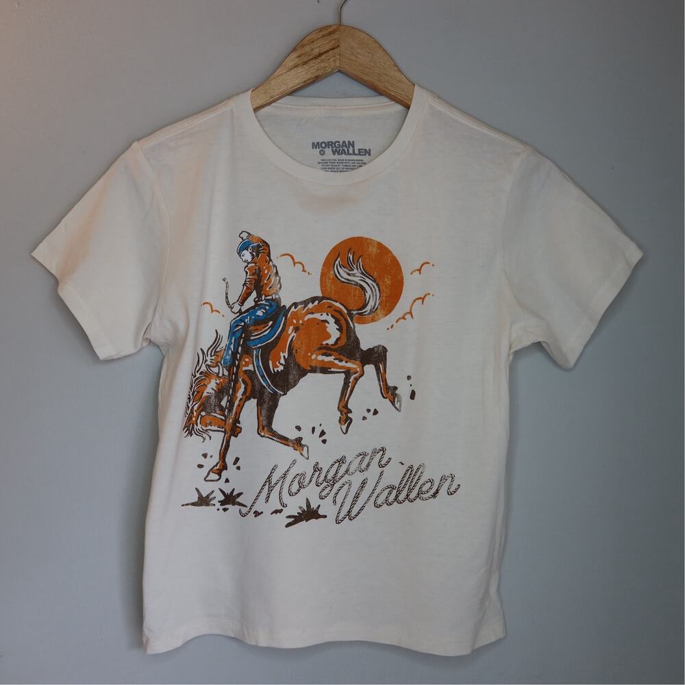 Morgan Wallen Merch Tee Cowboy Bronco Graphic Country Concert Shirt Sz M